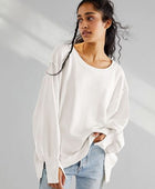 Slit Round Neck Dropped Shoulder T-Shirt - Body By J'ne