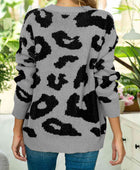 Drop Shoulder Leopard Pullover Sweater - Body By J'ne