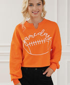 GAME DAY Ball Graphic Notched Sweatshirt - Body By J'ne