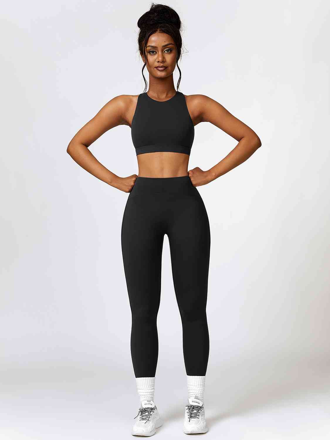 Cutout Cropped Sport Tank and Leggings Set - Body By J'ne