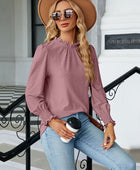 Frill Mock Neck Lantern Sleeve Blouse - Body By J'ne