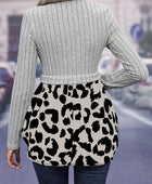 Leopard Peplum Round Neck Blouse - Body By J'ne