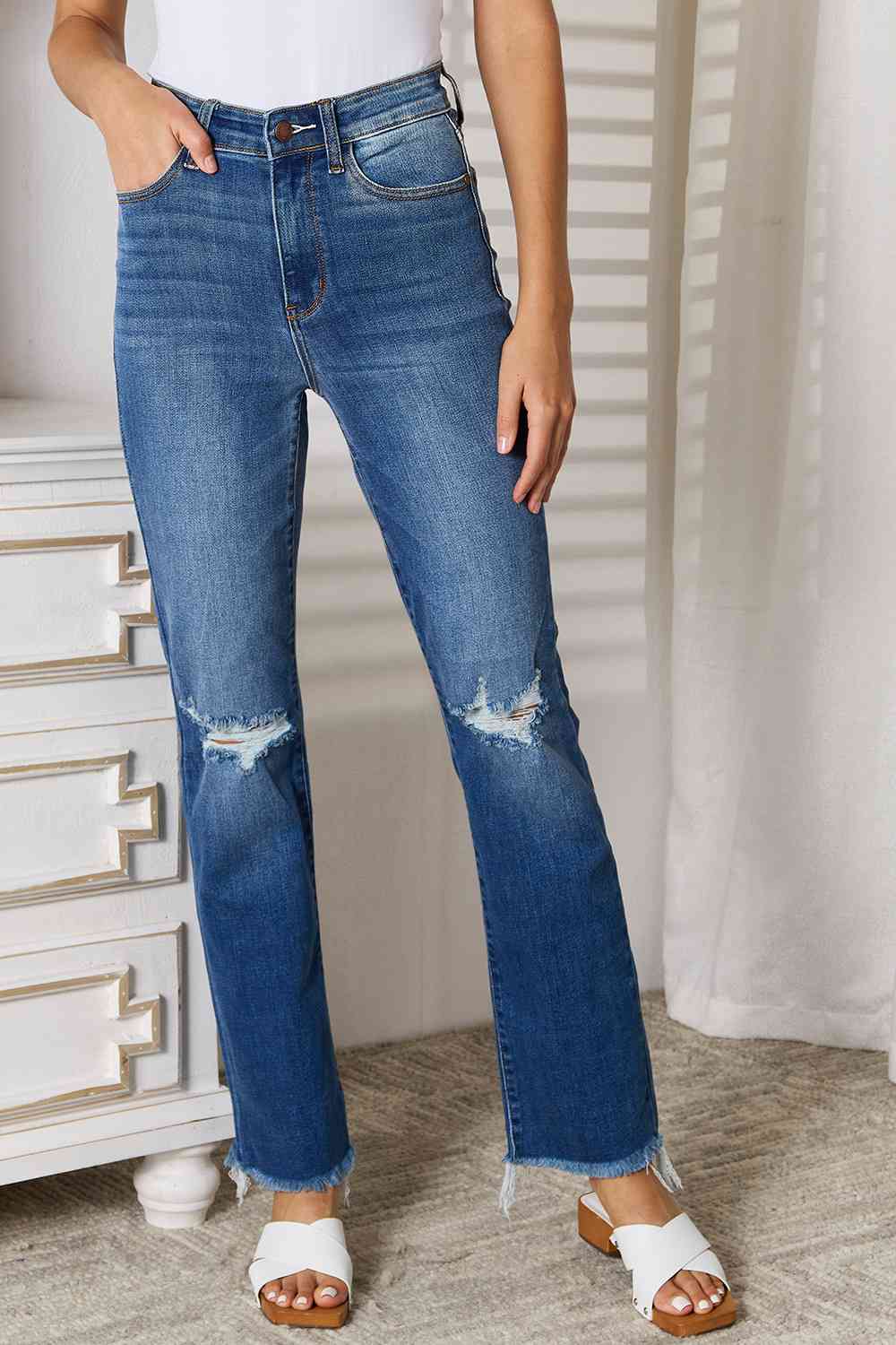 No limits Distressed Raw Hem Jeans - Body By J'ne