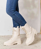 Zip Back Lace-up Front Combat Boots - Body By J'ne