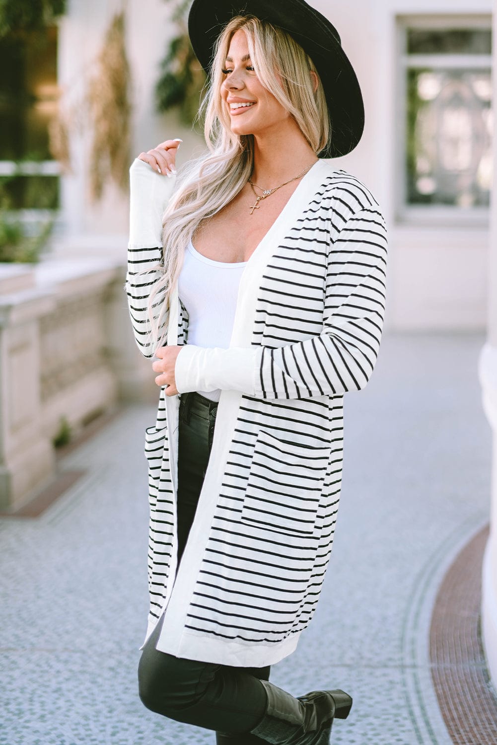 Striped Open Front Longline Cardigan - Body By J'ne