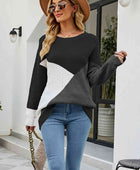 Color Block Round Neck Sweater - Body By J'ne