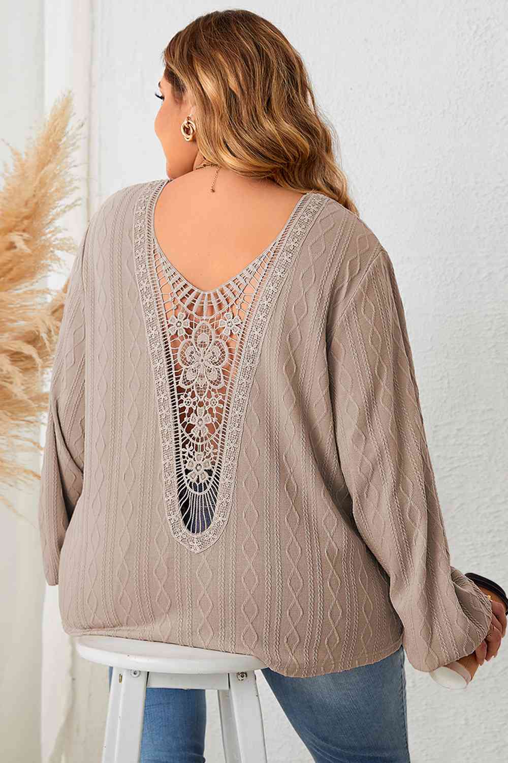 Good Energy Lace Detail V-Neck Long Sleeve Blouse - Body By J'ne