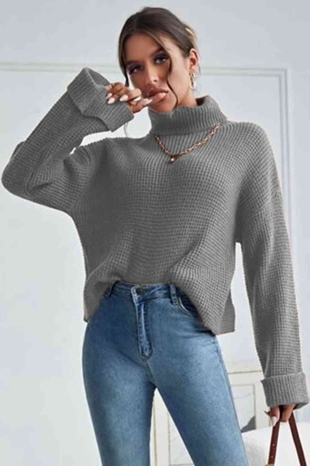 Turtleneck Long Sleeve Sweater - Body By J'ne