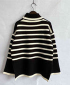 Striped Turtleneck Flare Sleeve Sweater - Body By J'ne