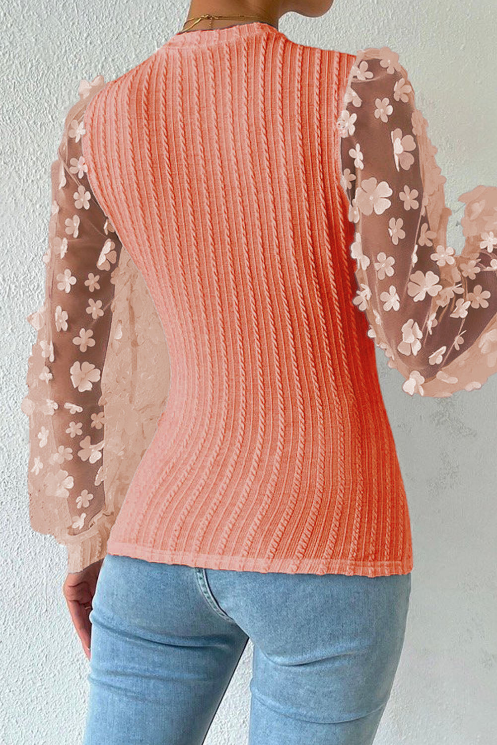 Textured Applique Long Sleeve Blouse - Body By J'ne