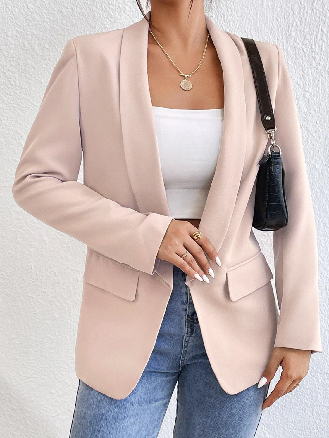 Shawl Collar Long Sleeve Blazer - Body By J'ne