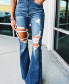High Waist Distressed Cutout Flare Leg Jeans - Body By J'ne