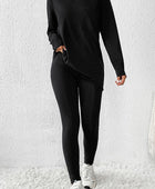 Round Neck Long Sleeve Top and Skinny Pants Set - Body By J'ne