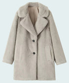 Fuzzy Button Up Lapel Collar Coat - Body By J'ne