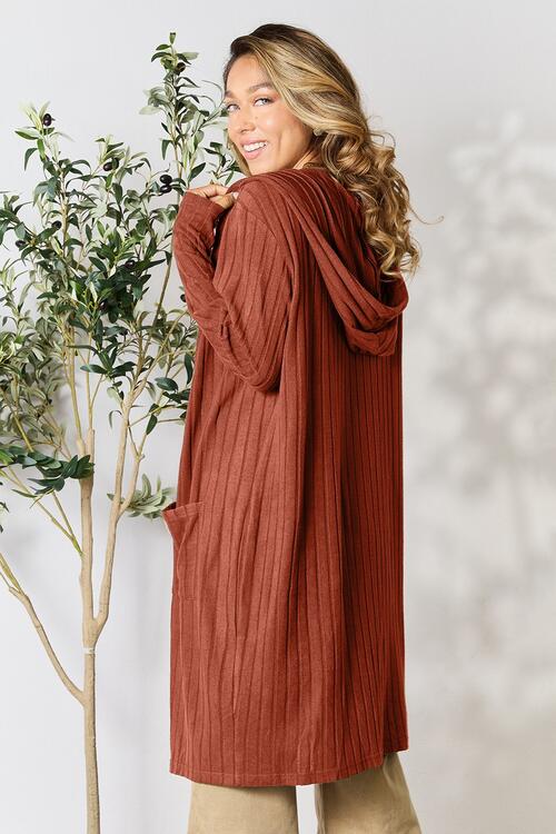 Ribbed Open Front Long Sleeve Cardigan - Body By J'ne