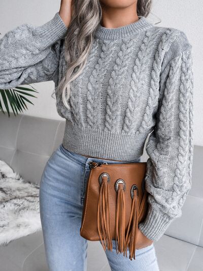 Cable-Knit Round Neck Sweater - Body By J'ne