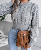 Cable-Knit Round Neck Sweater - Body By J'ne