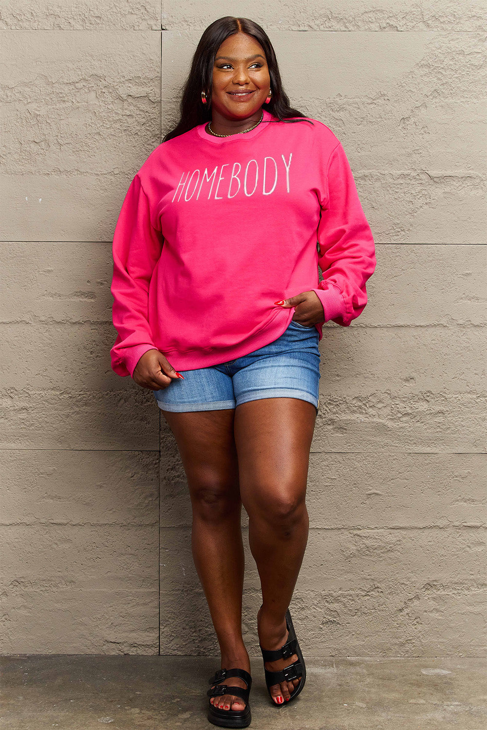 Full Size HOMEBODY Graphic Sweatshirt - Body By J'ne