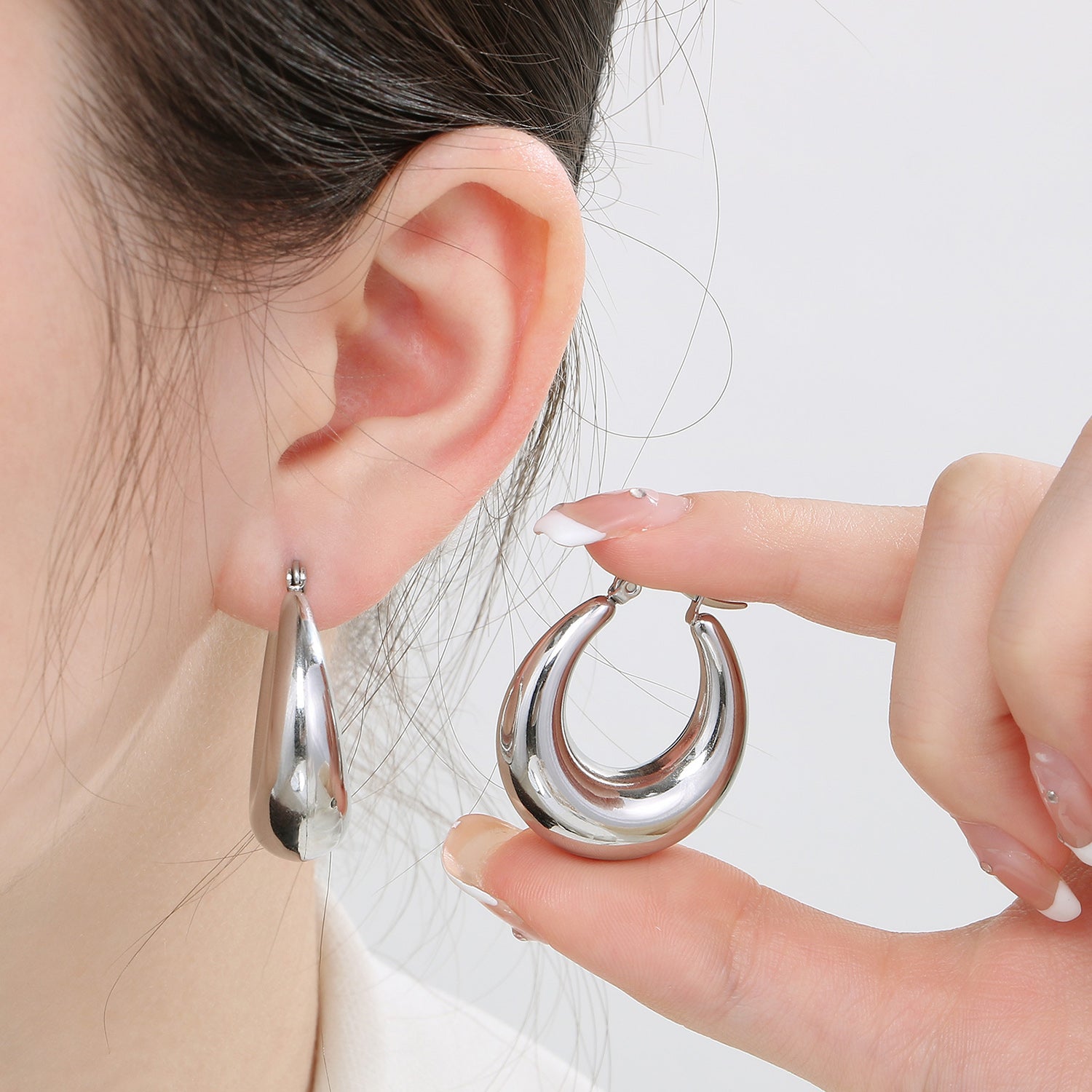 Stainless Steel Hinged Hoop Earrings - Body By J'ne