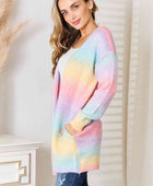 Multicolored Gradient Open Front Longline Cardigan - Body By J'ne