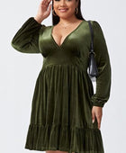 Plus Size Plunge Long Sleeve Mini Dress - Body By J'ne