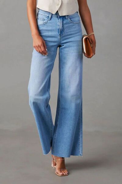 Buttoned Bootcut Jeans with Pockets - Body By J'ne