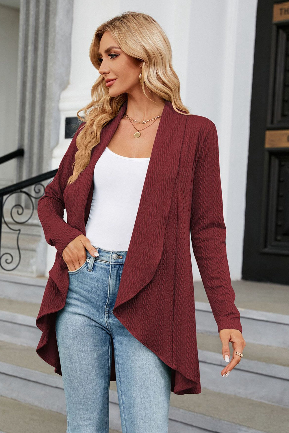 Open Front Long Sleeve Cardigan - Body By J'ne