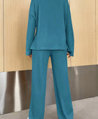 Ribbed Half Button Top and Pants Set - Body By J'ne
