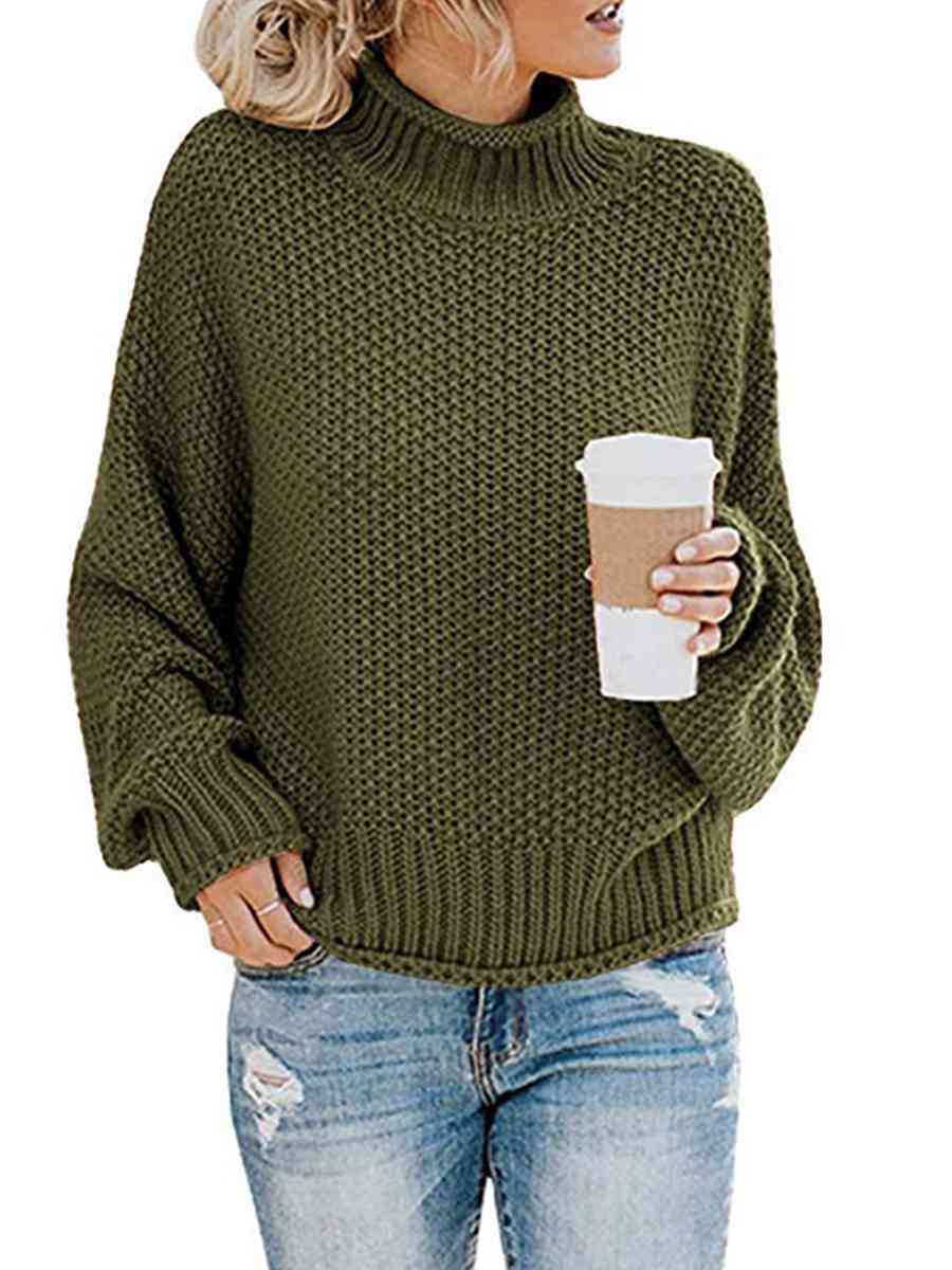 Turtleneck Dropped Shoulder Sweater - Body By J'ne