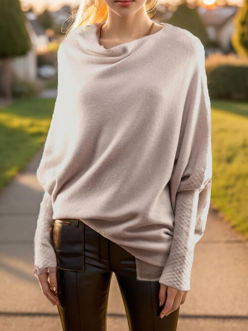 Texture Round Neck Long Sleeve Sweater - Body By J'ne