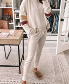 Striped Round Neck Sweatshirt and Drawstring Joggers Set - Body By J'ne