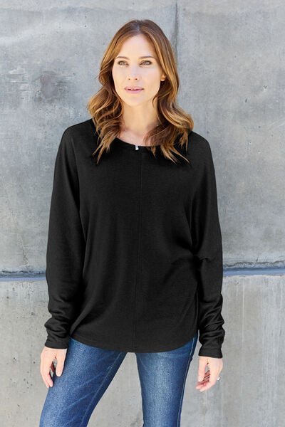 Full Size Round Neck Long Sleeve T-Shirt - Body By J'ne