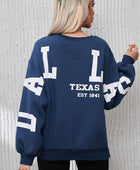 Letter Graphic Round Neck Dropped Shoulder Sweatshirt - Body By J'ne