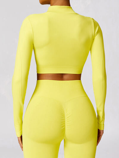 Zip Up Baseball Collar Outerwear and High Waist Pants Active Set - Body By J'ne