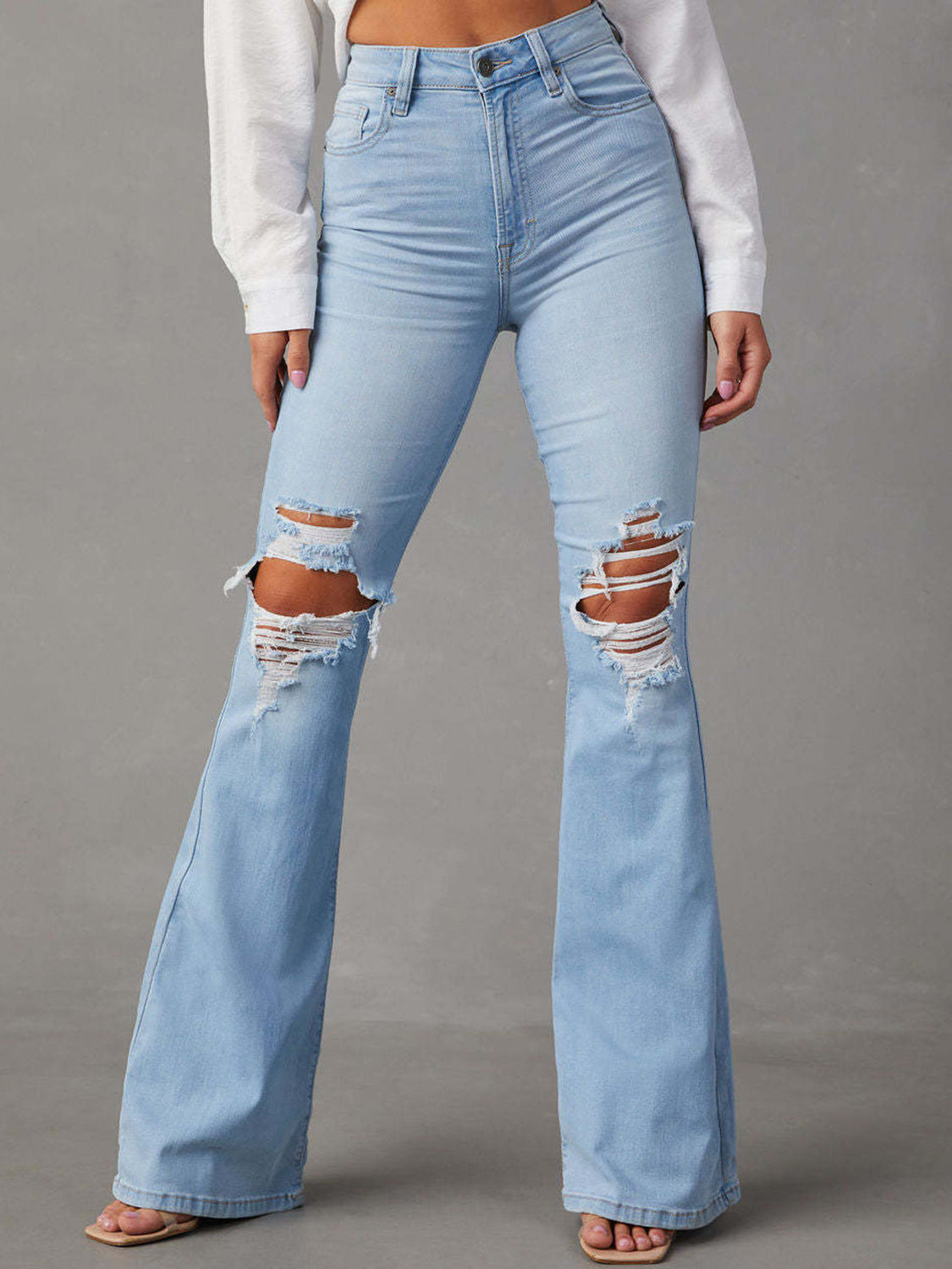 Distressed Bootcut Jeans with Pockets - Body By J'ne