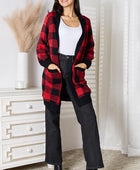 Full Size Plaid Open Front Cardigan with Pockets - Body By J'ne