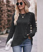 Double Take Ribbed Round Neck Buttoned Long Sleeve Tee - Body By J'ne