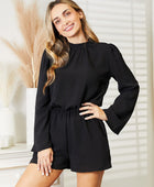 Full Size Open Back Romper with Pockets - Body By J'ne