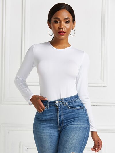 Round Neck Long Sleeve Bodysuit - Body By J'ne