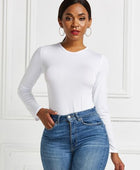 Round Neck Long Sleeve Bodysuit - Body By J'ne