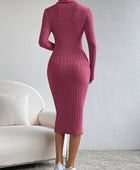 Turtleneck Long Sleeve Midi Sweater Dress - Body By J'ne