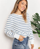 Double Take Striped Long Sleeve Round Neck Top - Body By J'ne