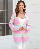 Color Block Ribbed Dropped Shoulder Open Front Cardigan - Body By J'ne