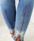 Rhinestone Detail Buttoned Jeans with Pockets - Body By J'ne