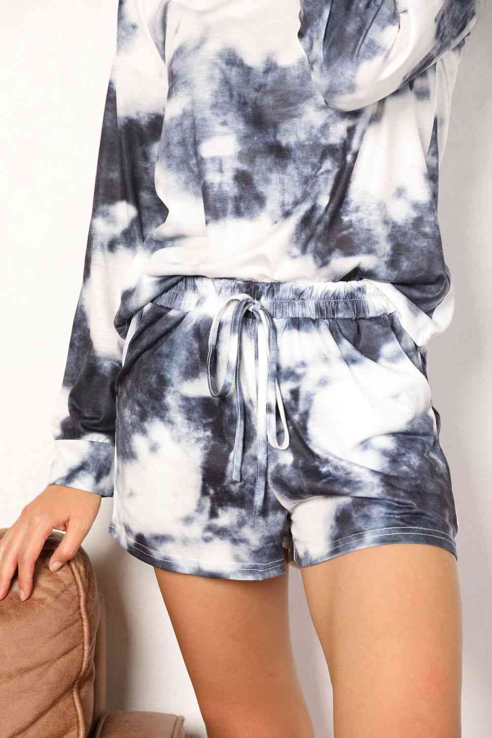 Tie-Dye Round Neck Top and Shorts Lounge Set - Body By J'ne