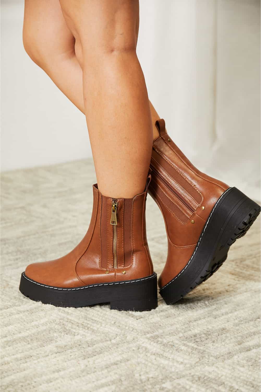 In too Deep Side Zip Platform Boots - Body By J'ne