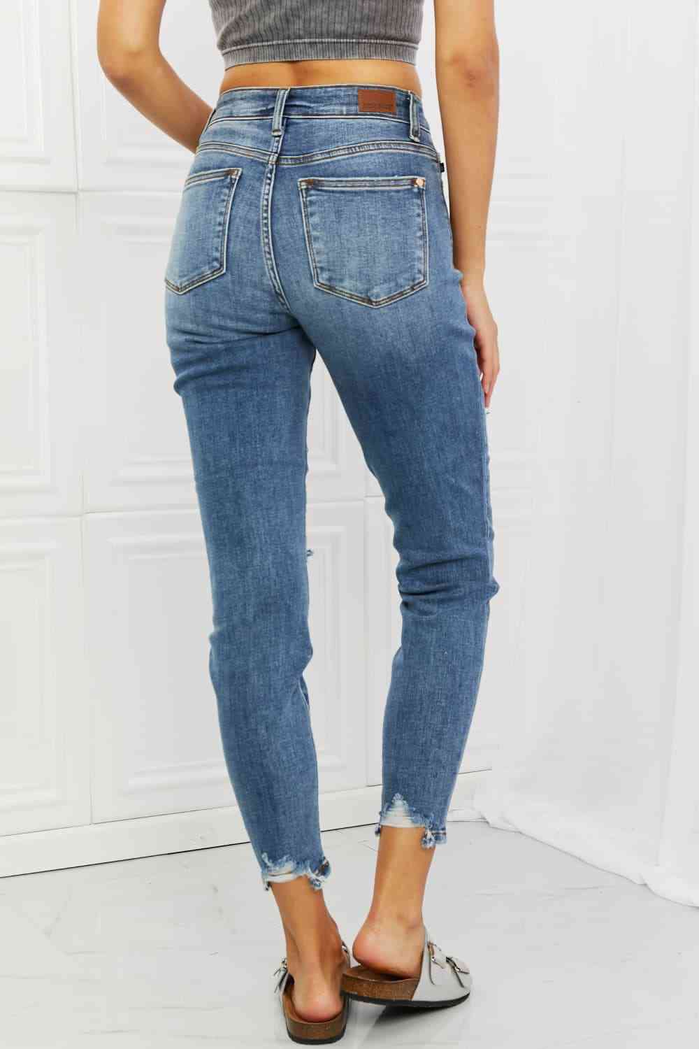 Dahlia Full Size Distressed Patch Jeans - Body By J'ne