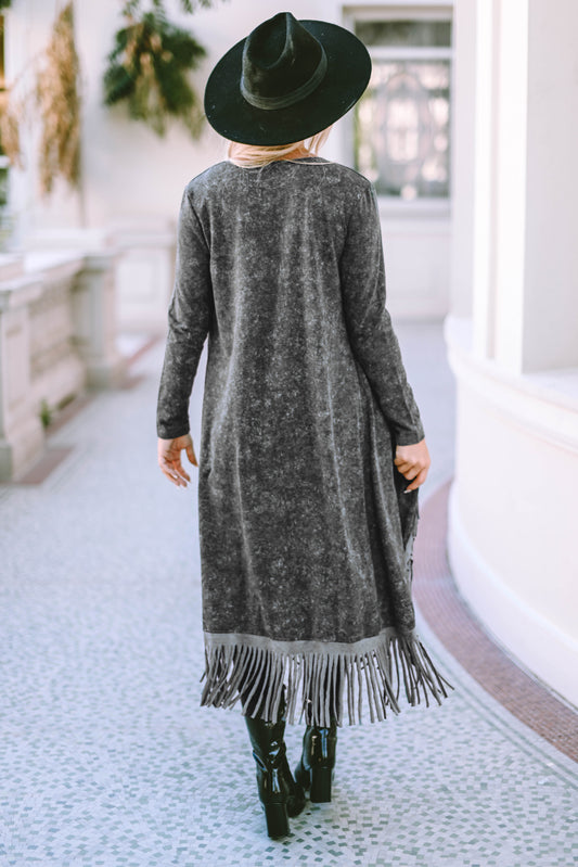 Fringe Detail Long Sleeve Cardigan - Body By J'ne