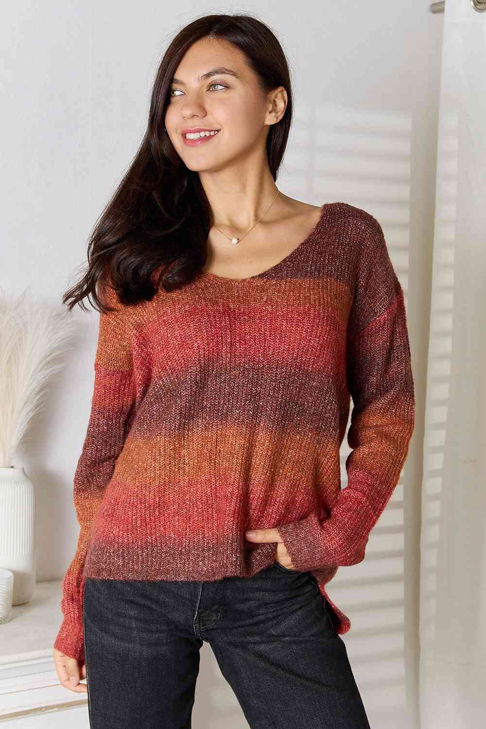 Gradient V-Neck Sweater - Body By J'ne