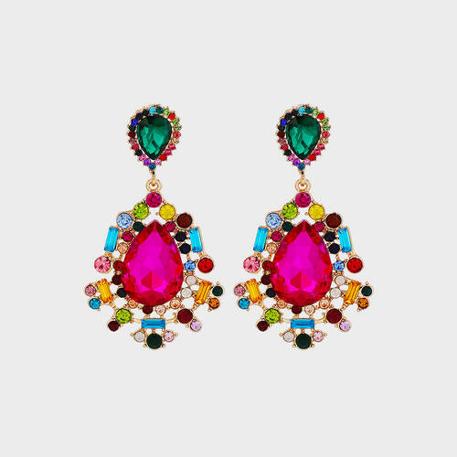 Teardrop Shape Rhinestone Alloy Dangle Earrings - Body By J'ne